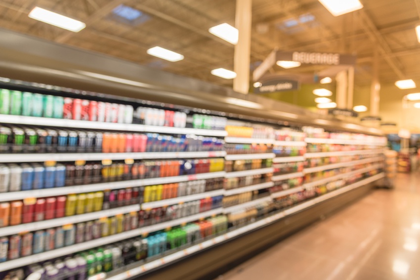 Energy drinks in supermarket