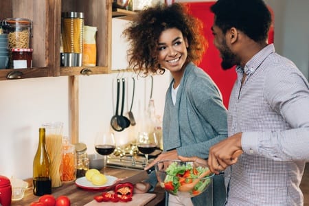 Cooking vegan food together