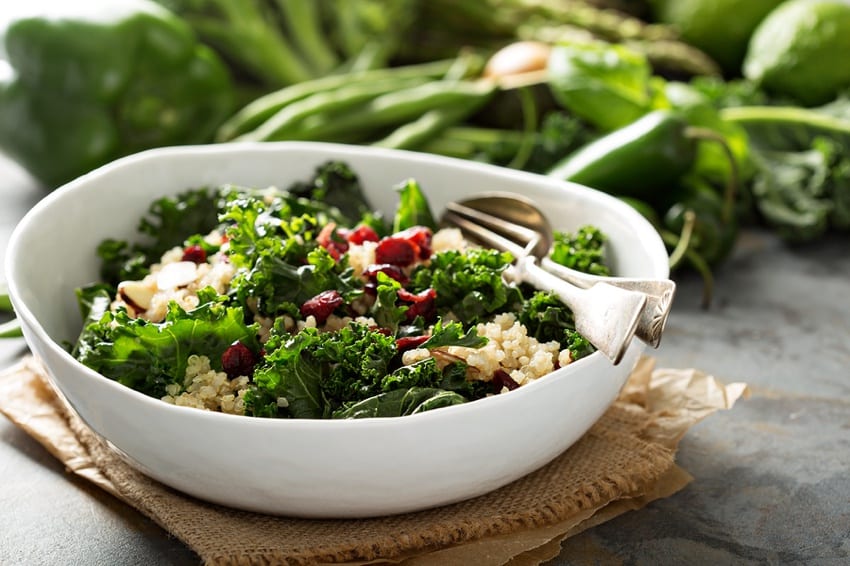 Quinoa & kale salad with cranberries & almonds