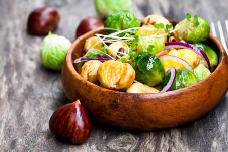 Roasted sprouts with chestnuts