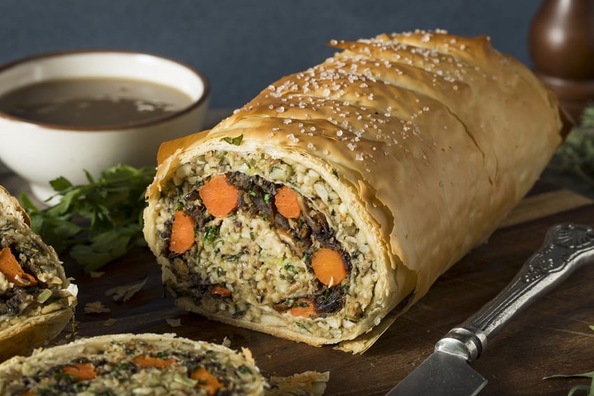 Vegan Wellington with Mushrooms, Veg & Beans