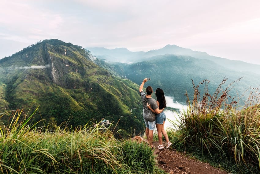 Couple on honeymoon in Asia