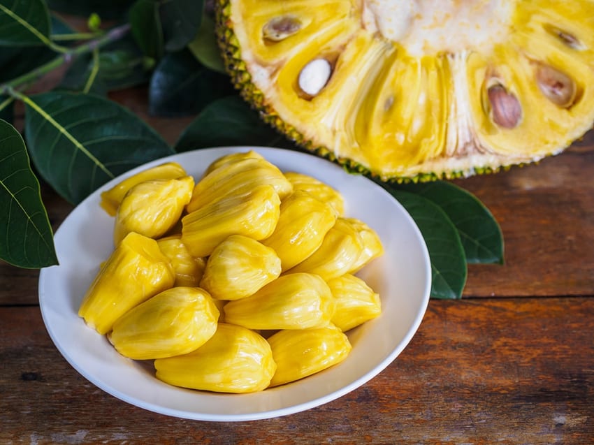 Inside of a jackfruit