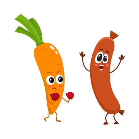 Carrot beating up a sausage