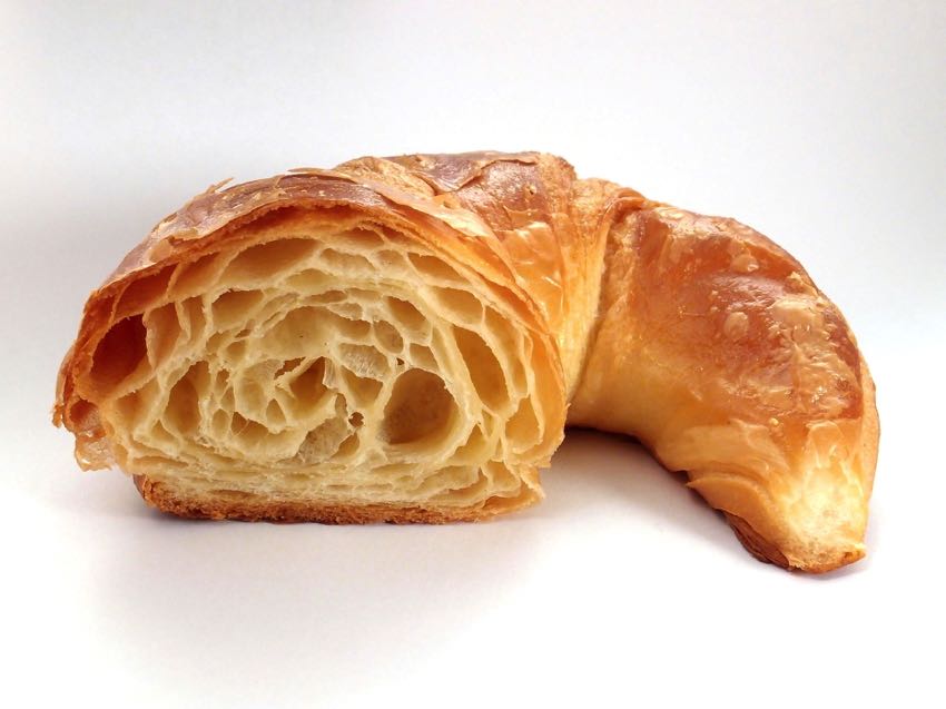 A cross section of a croissant