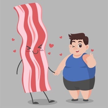 Cartoon man with bacon