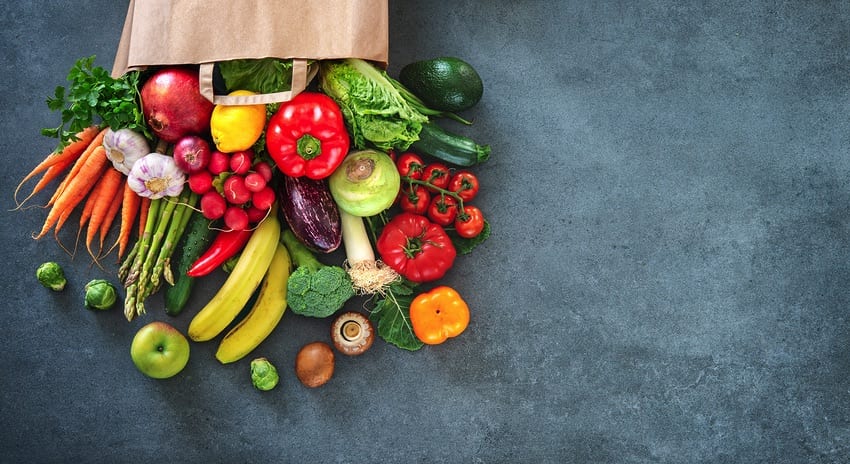 Raw vegan grocery bag