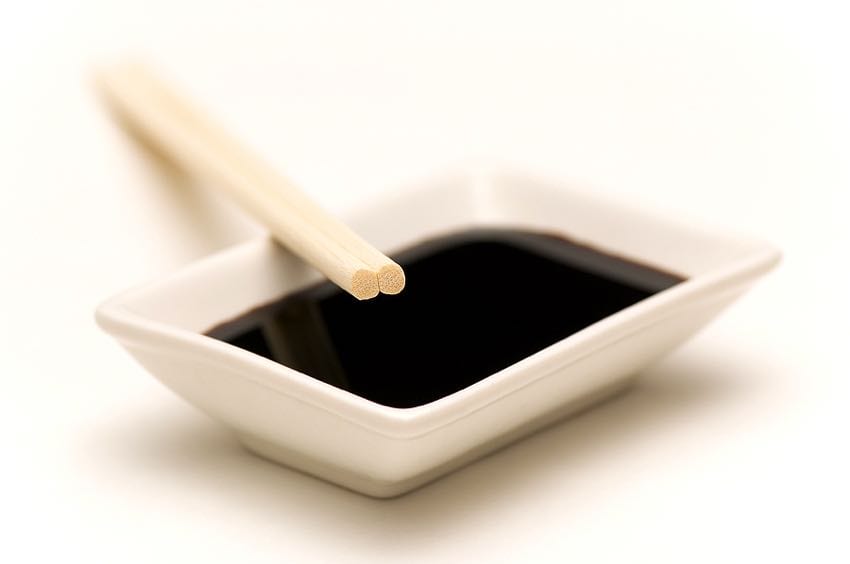 Soy sauce with chopsticks