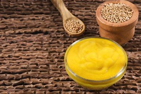 Mustard with mustard seeds