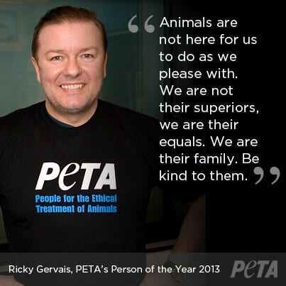 Ricky Gervais is PETA's Person of the Year in 2013