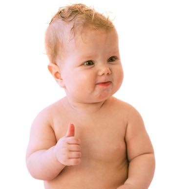 Cute baby with a thumbs up