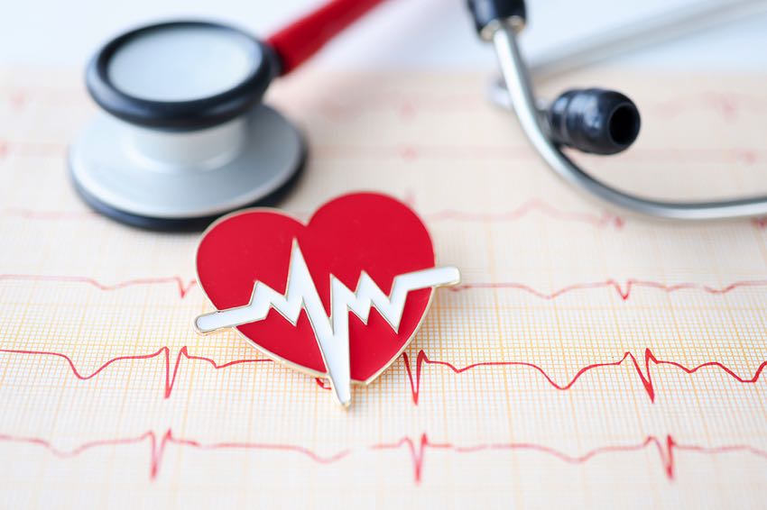 Stethoscope cardiogram and heart sign