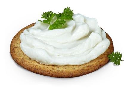 Violife cream cheese on a cracker