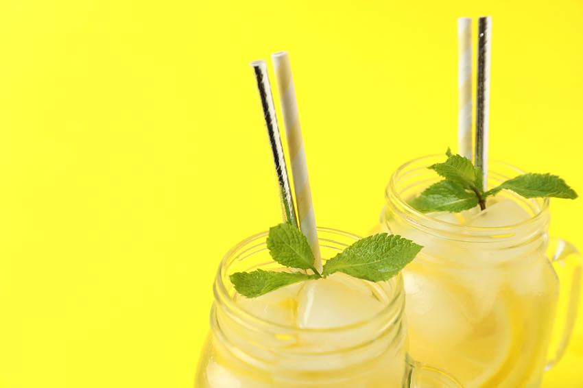 Yellow drink with mint