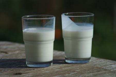 Glasses of buttermilk
