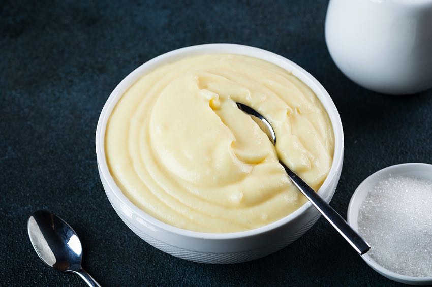 Custard in a bowl